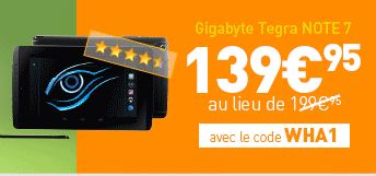 Tablette Tegra Note 7 Gigabyte à 139.95€