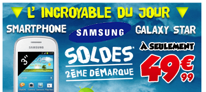 Samsung Galaxy Star, Smartphone Android à 49€99 livré
