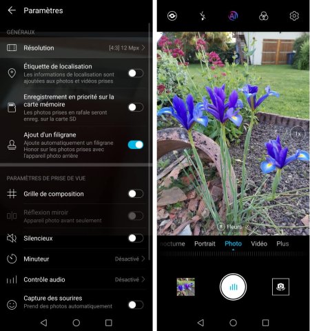 Honor 9X PRO, application d'appareil photo