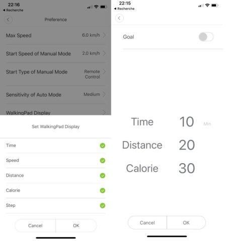 L'application Walkingpad/Mi Home sert aussi au paramétrage