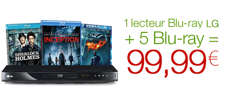 1 lecteur Blu-ray LG + 5 Blu-ray = 99,99 euros seulement