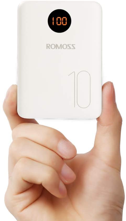 Romoss Mini Batterie Externe 10000mAh avec écran LED, 3 Types Entrées et 2 Sorties à 9€99 