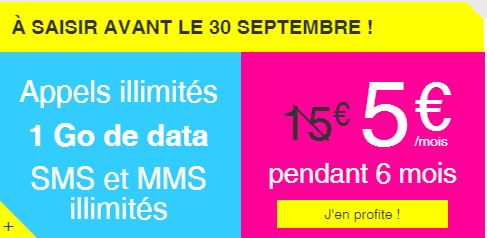 Forfait Smartphone 1GO Illimité voix SMS MMS 5€ par mois pendant 6 mois JOE MOBILE