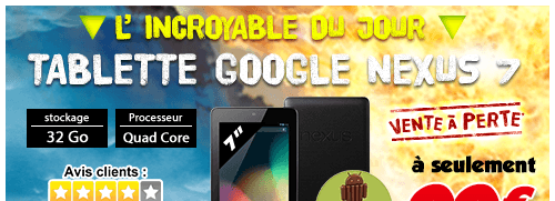 Tablette Asus Google Nexus 7 Asus 32GO KitKat à 99€99 livrée !