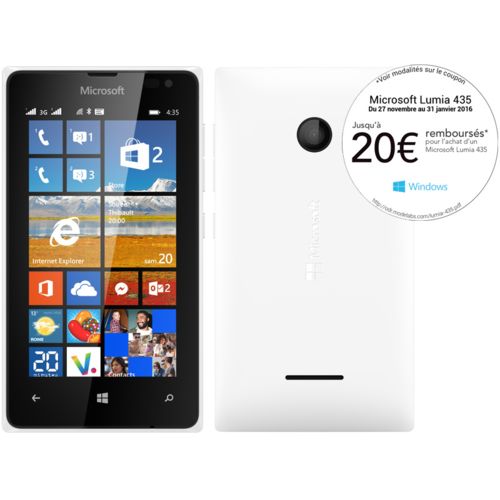 NOKIA LUMIA 435 DUAL SIM BLANC 29€90 livré (ODR 20€)