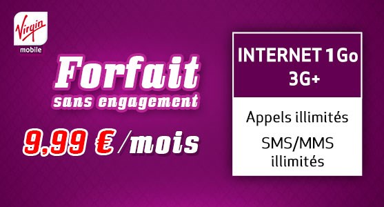 Forfait mobile tout illimité Virgin 1GO Vente privée à 9€99