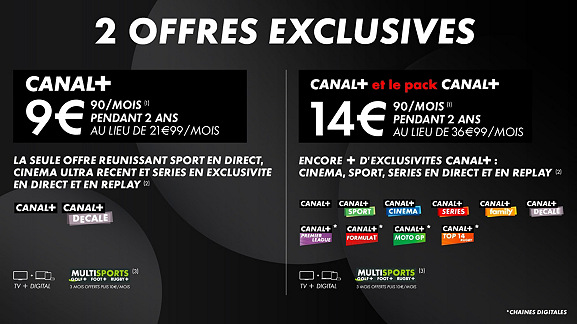 Vente privée abonnement Canal+ TV et Digital à 9€90 mensuel pendant 2 ans 