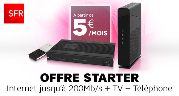 SFR BOX Starter ADSL fibre à partir de 5€ pendant 1 an