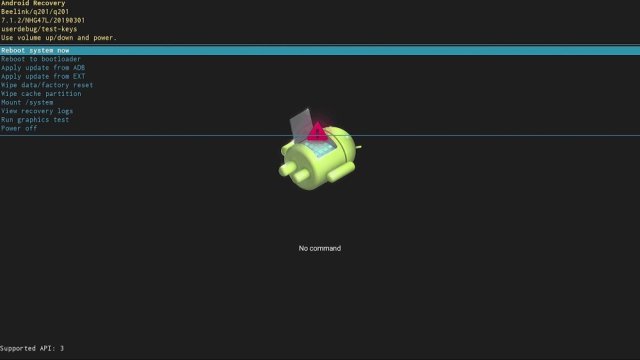 Le menu recovery de la GT1-A