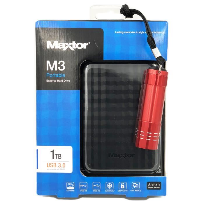 Disque Externe MAXTOR M3 1 To USB 3.0 avec lampe 39€99 livré @ Cdiscount