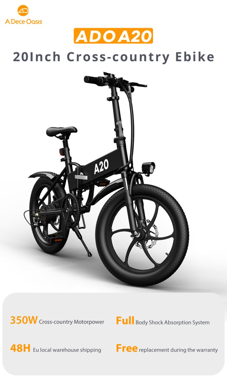 ADO A20, le Vélo électrique pliant 20 pouces polyvalent à 767€ Stock EU