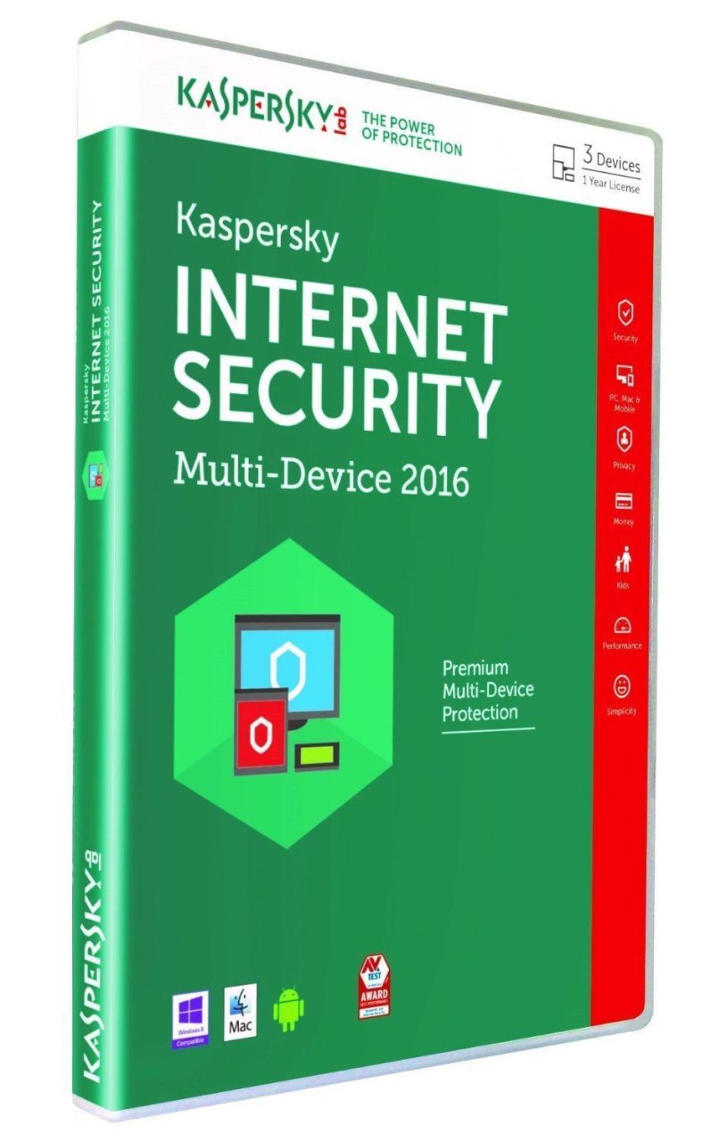 Kaspersky Internet Security 2016 3 PC 1 an à seulement 12€11