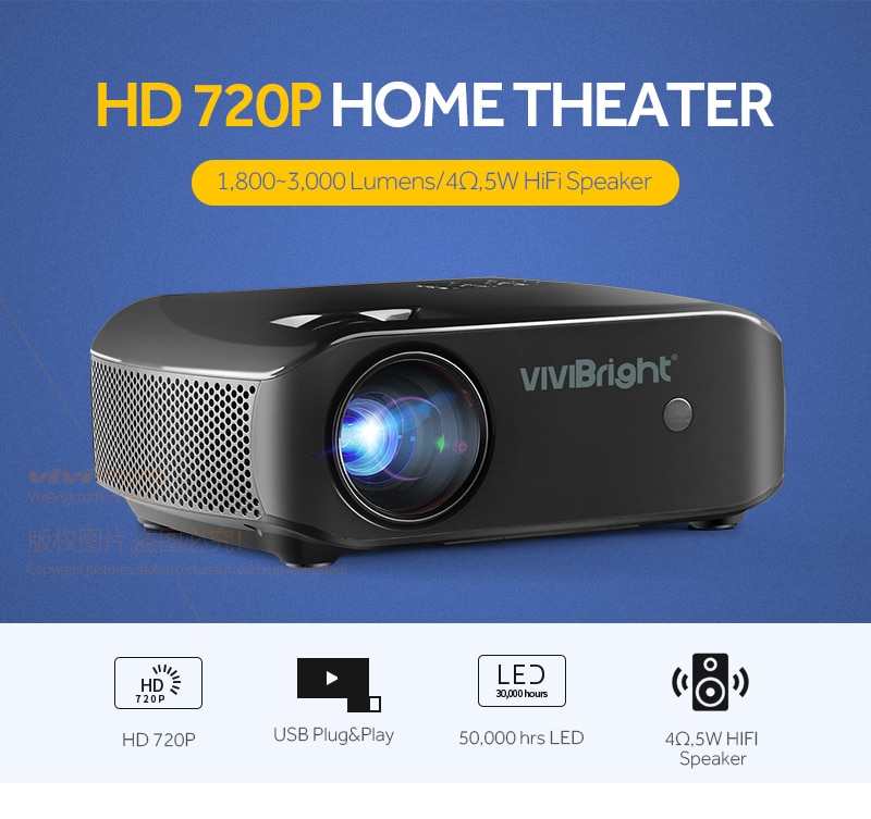 Vidéoprojecteur VIVIBRIGHT F10UP, résolution HD, ANDROID 7 base Amlogic S905X à 118€