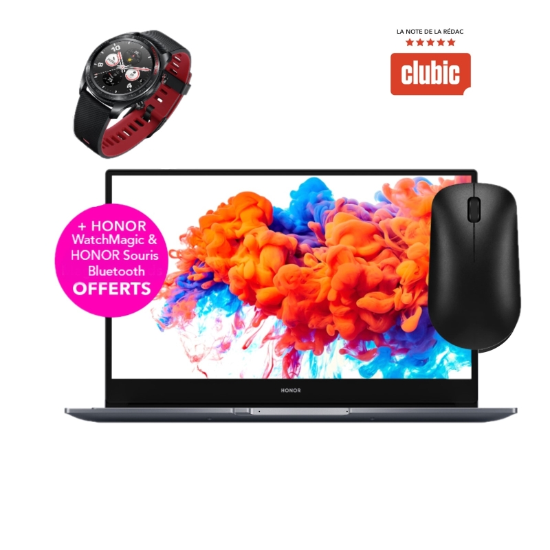 PC Portable Honor Magic Book 15 et 14 pouces avec 2 cadeaux parmi routeur Wifi 6, sac, écouteur, souris bluetooth à 514€90