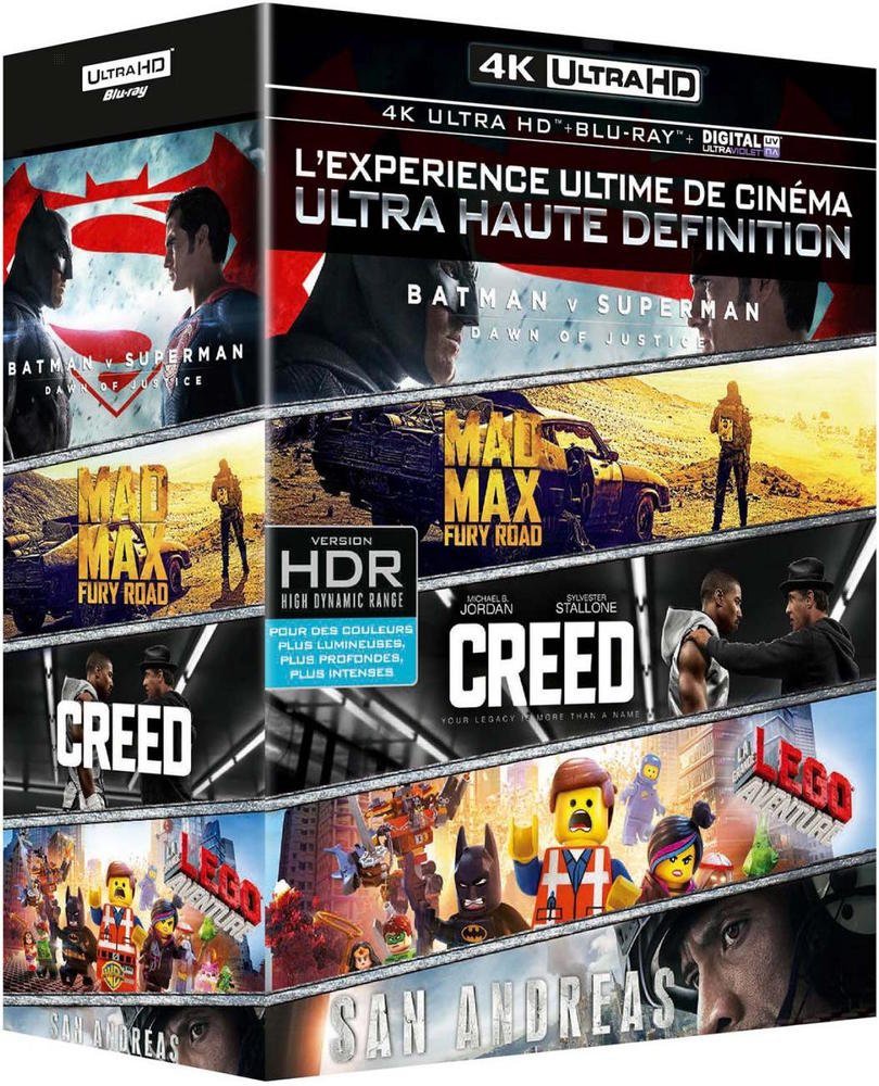 Coffret 4K 6 films Ultra HD : Batman vs Superman, Mad Max Fury Road, Creed, San Andreas .. 49,99 @ Amazon