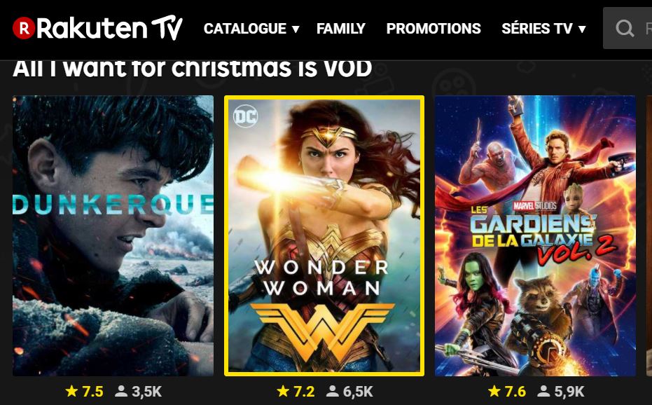 Films HD premium en VOD pour 50 centimes chacun (Dunkerque, Wonder Woman, Gardien Galaxie 2...) @ Rakuten TV Wuaki