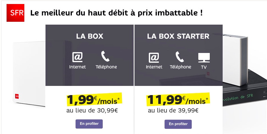 SFR, forfait ADSL allégé à 1€99 en vente privée