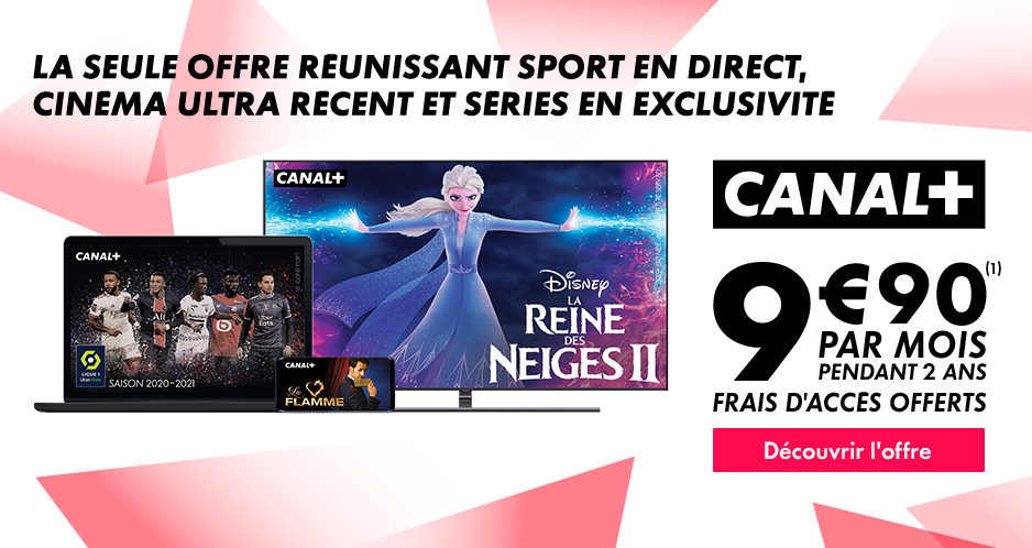Vente Privée Canal+ avec chaines TNT et REPLAY, compatible AndroidTV, AppleTV, Samsung à 9€90 par mois