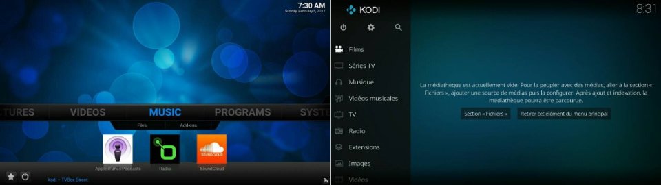 Kodi 16 préinstallé, Kodi 17 pleinement compatible