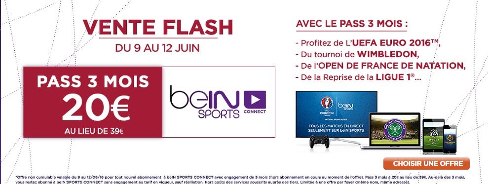BeinSports Connect pass 3 mois sans engagement à 20€